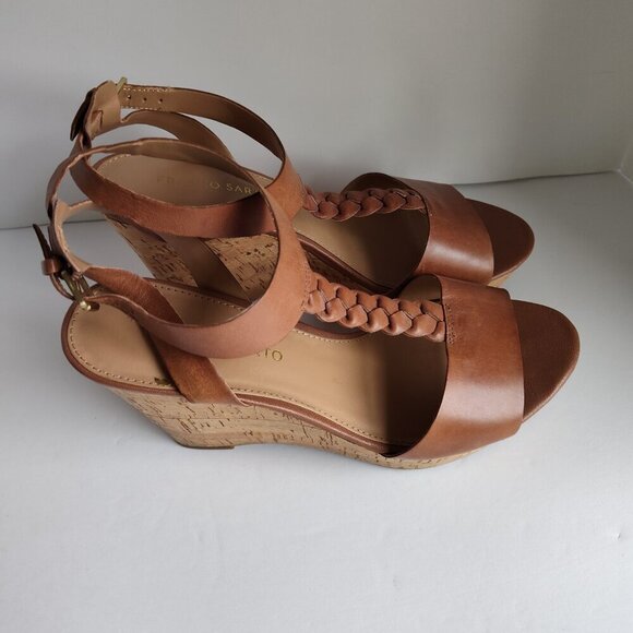 Ladies SZ 8-1/2 Franco Sarto Tan Leather Platform Sandal - Picture 2 of 7